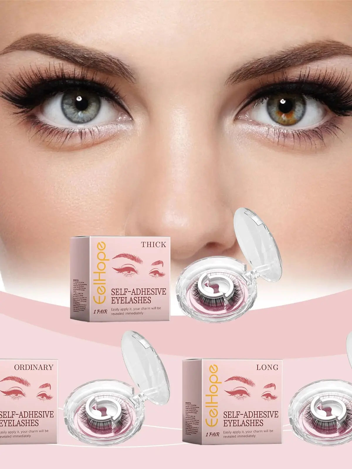 EELHOE – Faux-cils auto-adhésifs réutilisables sans colle, style épais, longs ou naturels stylecouvre
